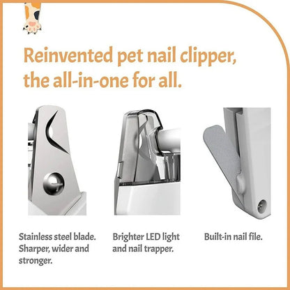 Dog Nail Clipper, Cat Nail Clippers Dog Claw Trimmer with LED Light, Sharp and Durable Blade Dog Nail Trimmers, Claw Trimming Tool for Dog Cat